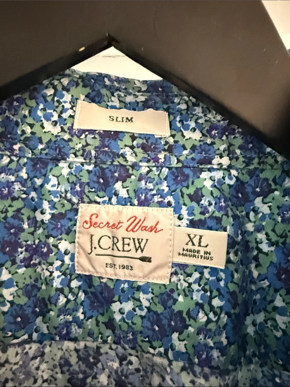 J. Crew Men's Blue and Green Micro Floral Button-Down Shirt